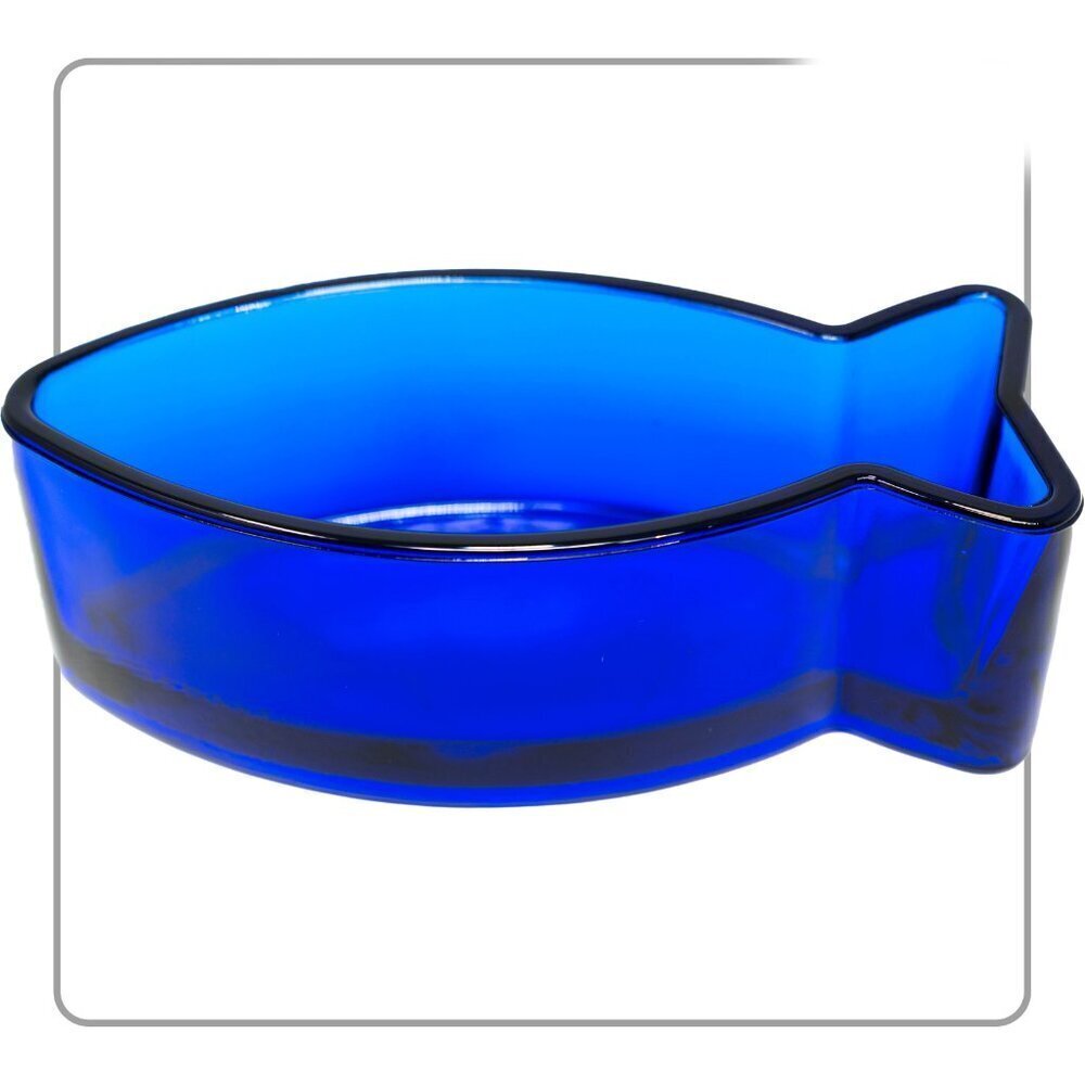 Cobalt Blue Glass Fish Shaped Nut or Candy Dish
